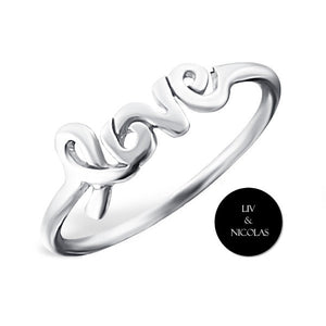 Solid 925 Sterling Silver 14k Gold Plated Love Rings