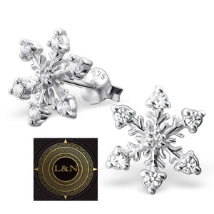 925 Sterling Silver Cubic Zircon Snowflake Earrings