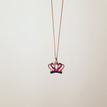 Solid 925 Sterling Silver Pink Zirconia Crown Necklaces