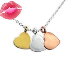 Three Heart Necklace Mix Color Rose Gold ,14 K Gold and White Gold | 925 Sterling Silver