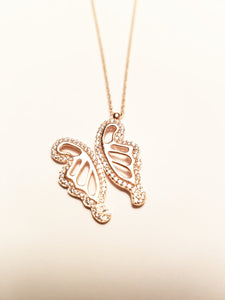 Handcrafted White Zircon Butterfly Necklace | 925 Sterling Silver