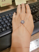 Round Evil Eye Slave Bracelet Hand Chain 925 Sterling Silver Luck Charm