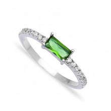 Colorful Zirconia Rectangle Ring 925 Sterling Silver