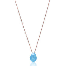 Solid 925 Sterling Silver Turquoise Frosted Zirconia Drop Necklace