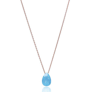 Solid 925 Sterling Silver Turquoise Frosted Zirconia Drop Necklace