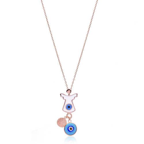 Angel Evil Eye,Lucky Charm Necklace 925 Sterling Silver
