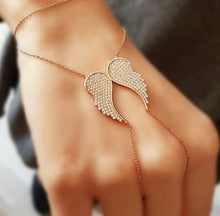925 Sterling Silver Angel Wings Zircon Adjustable Hand Chain | Slave Bracelet