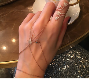North Star Adjustable Slave Bracelet Hand Chain 925 Sterling Silver