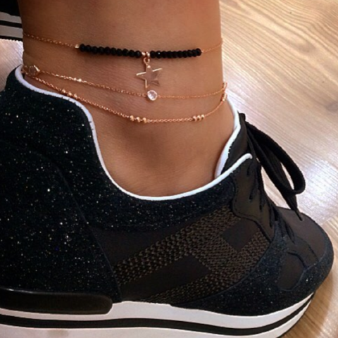 Three Rounds Body Chain Anklet   925 Sterling Silver